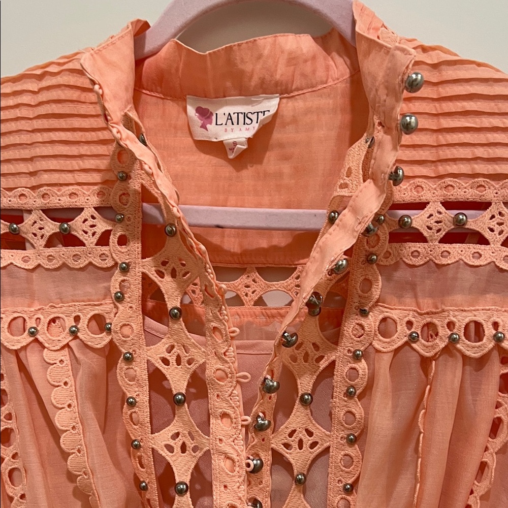 L’Atiste Peach Lace Mini Dress - Picture 6 of 10